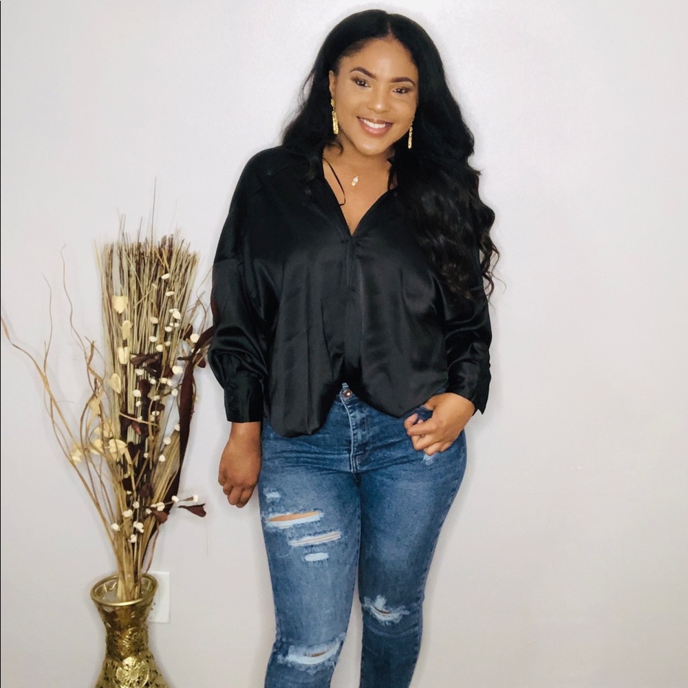 Oversized Satin Button Down